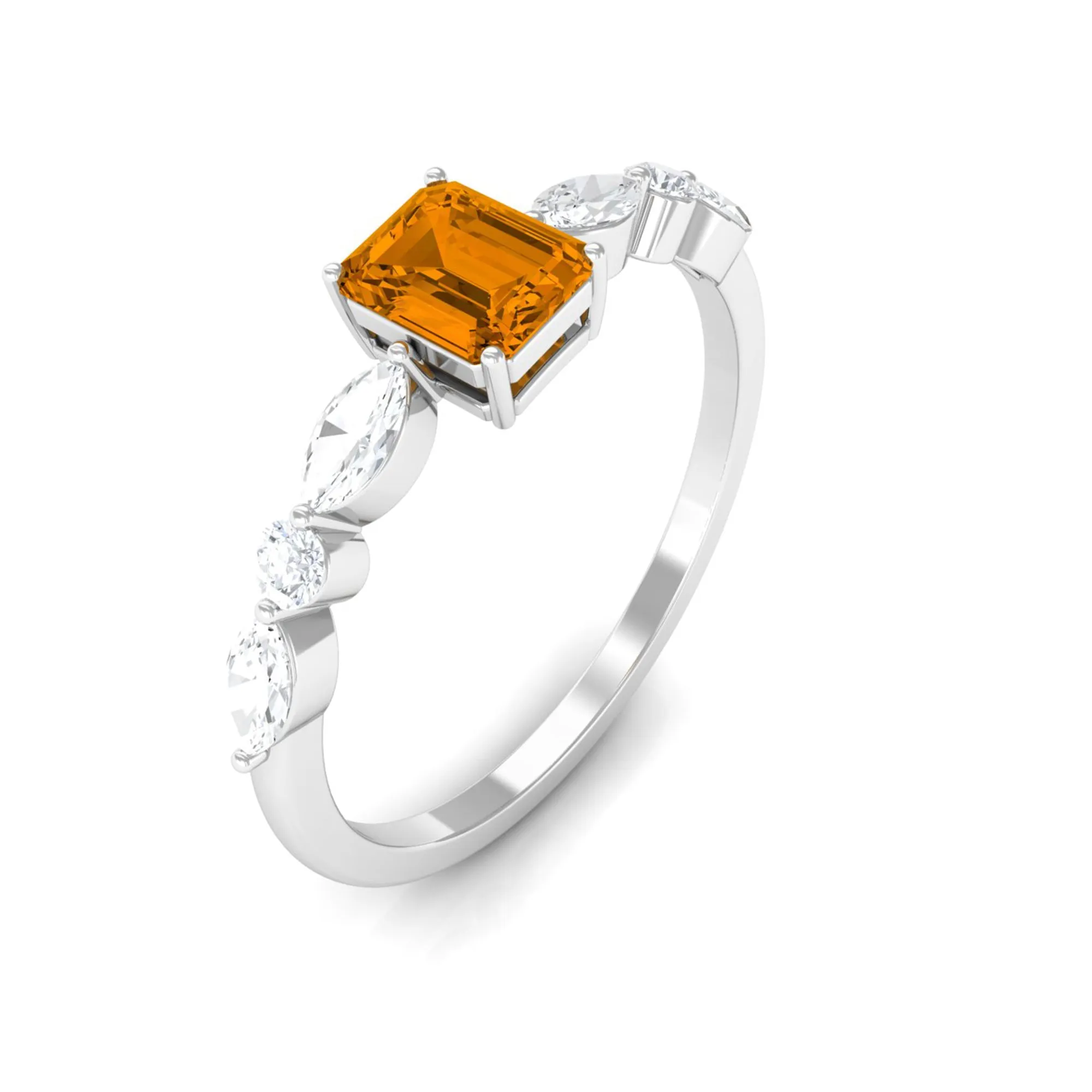 0.75 CT Elegant Citrine Promise Ring with Moissanite Stones