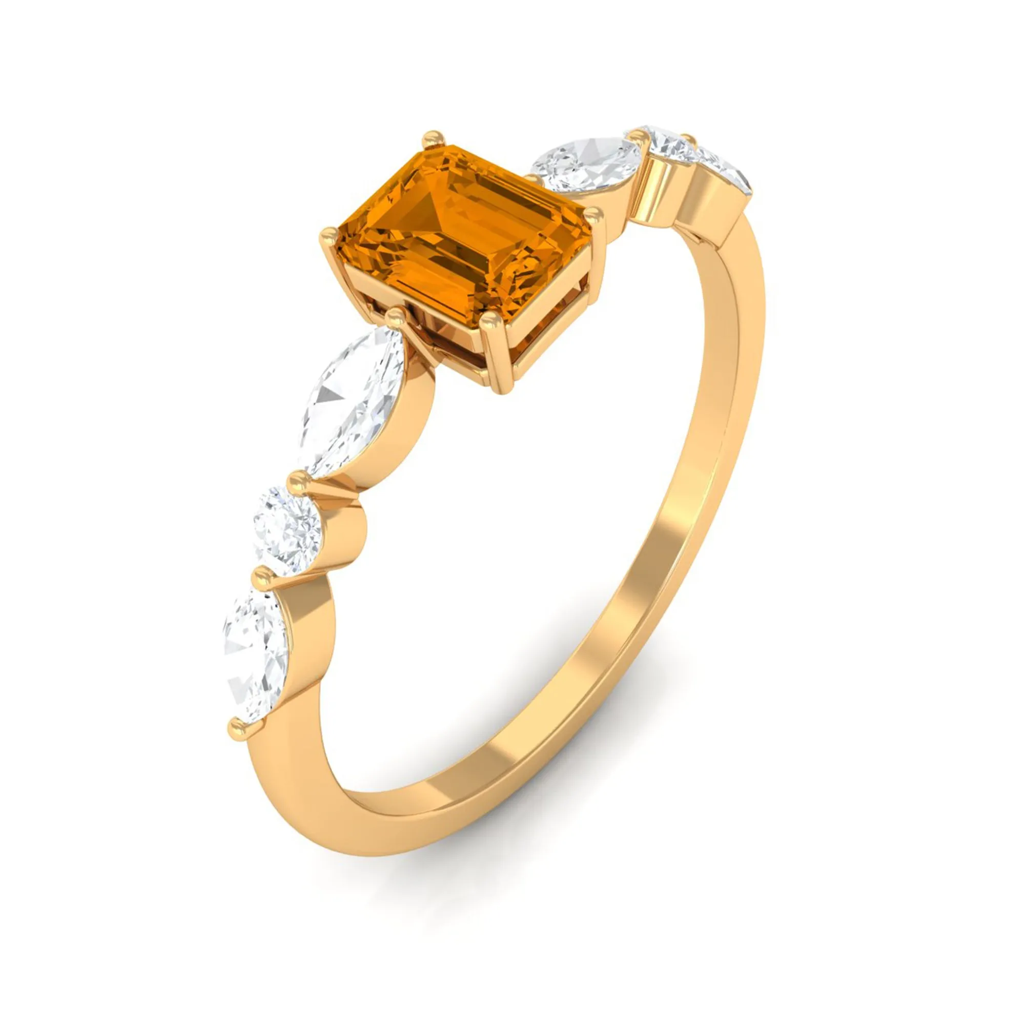 0.75 CT Elegant Citrine Promise Ring with Moissanite Stones