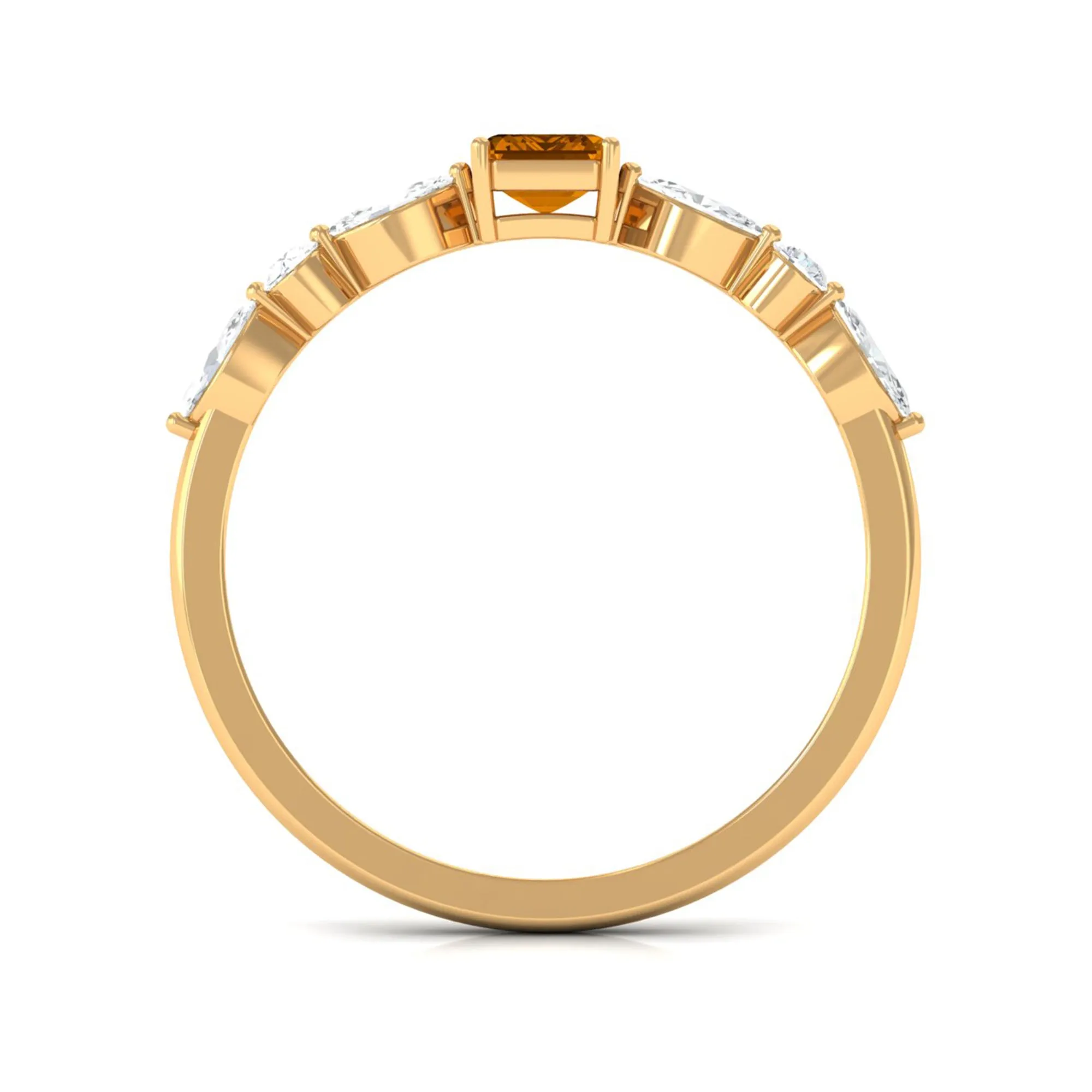 0.75 CT Elegant Citrine Promise Ring with Moissanite Stones