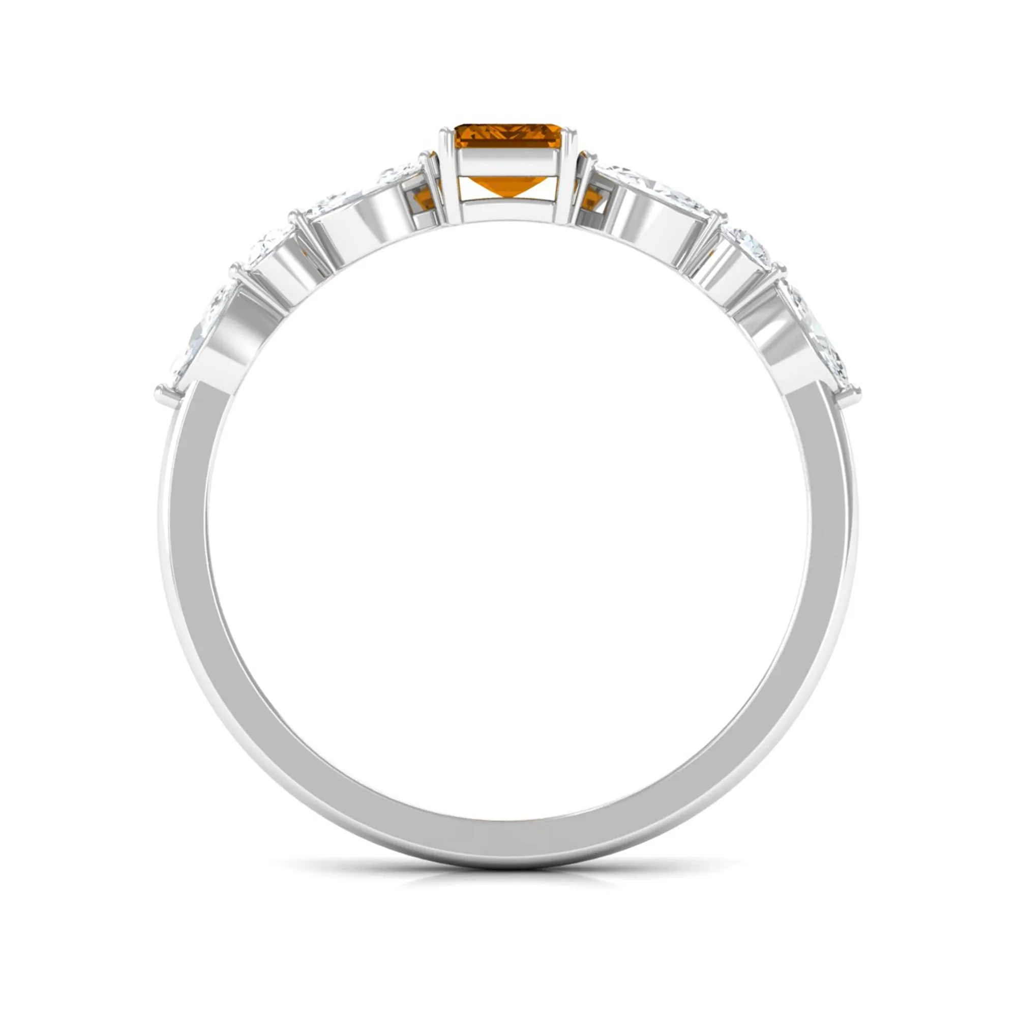 0.75 CT Elegant Citrine Promise Ring with Moissanite Stones
