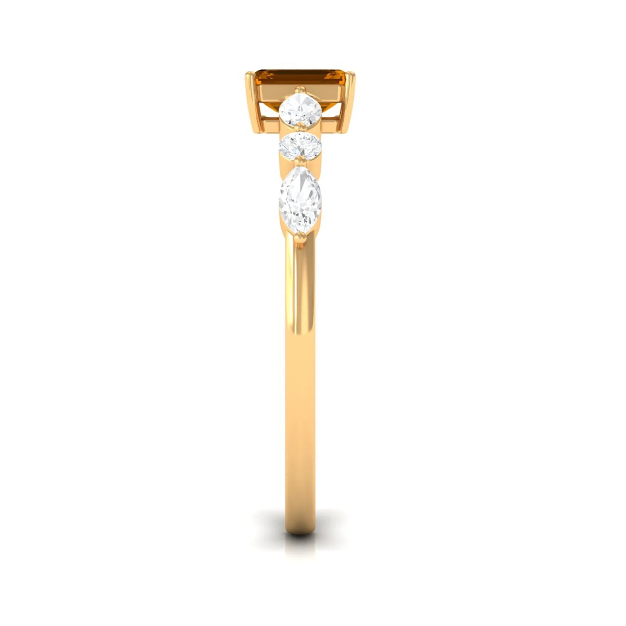 0.75 CT Elegant Citrine Promise Ring with Moissanite Stones