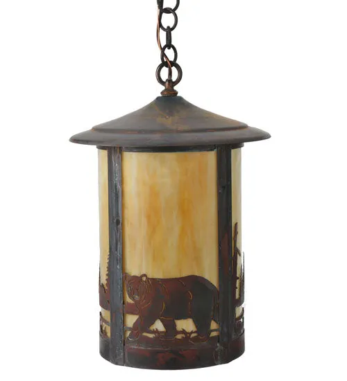 12"W Fulton Northwoods Bear Creek Wildlife Outdoor Pendant