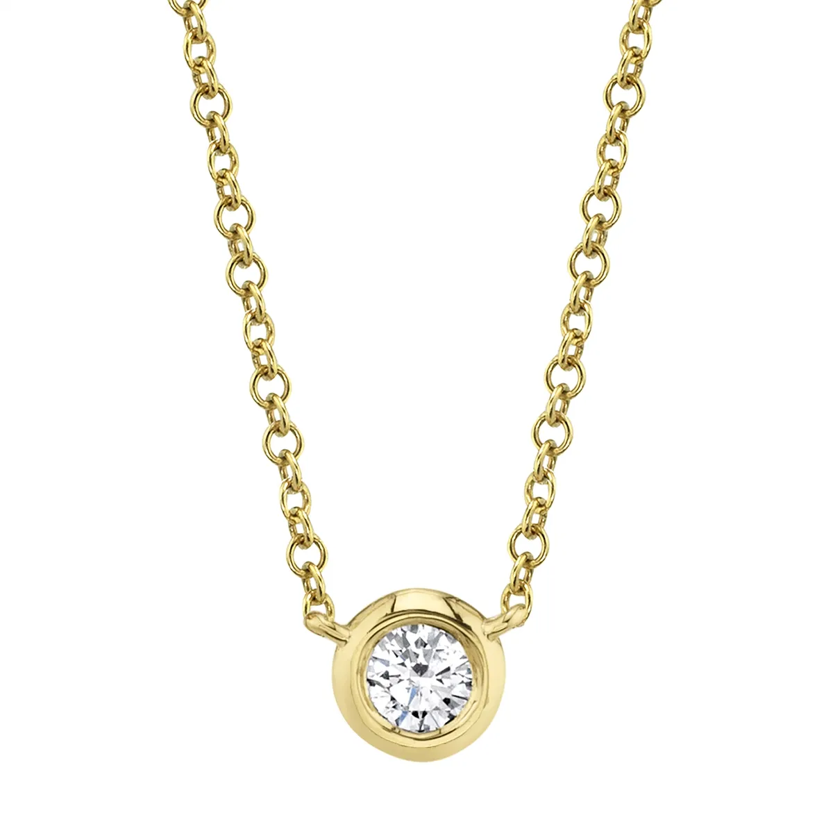 14K Yellow Gold Diamond Bezel Set Necklace