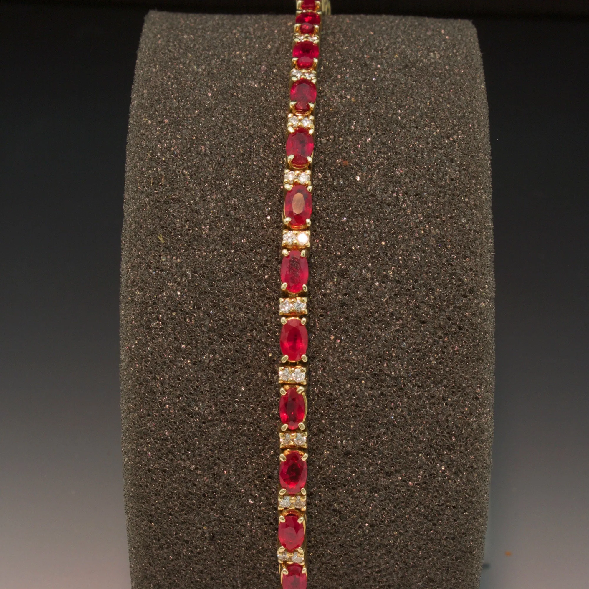 14K Yellow Gold Ruby and Diamond Bracelet