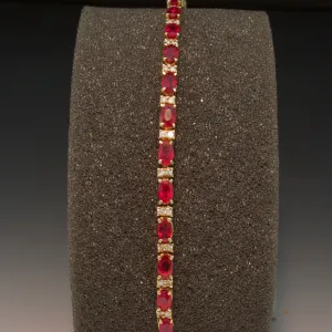 14K Yellow Gold Ruby and Diamond Bracelet