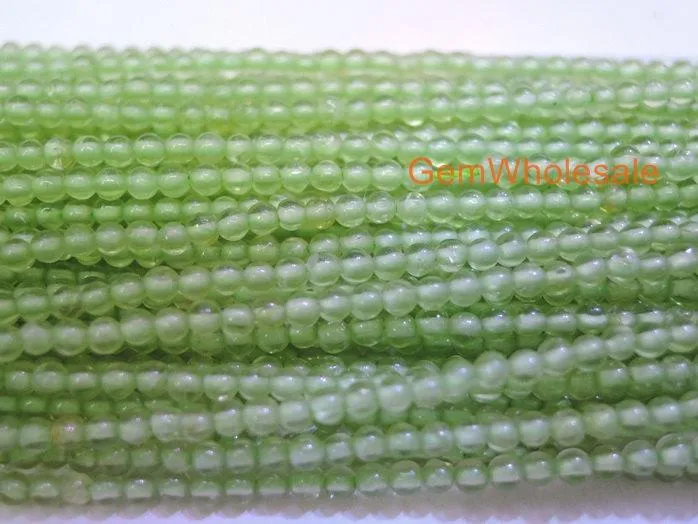 15.5" Peridot 2mm round beads, small yellow green color gemstone beads