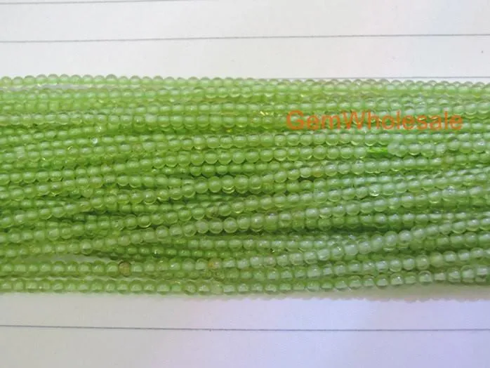 15.5" Peridot 2mm round beads, small yellow green color gemstone beads