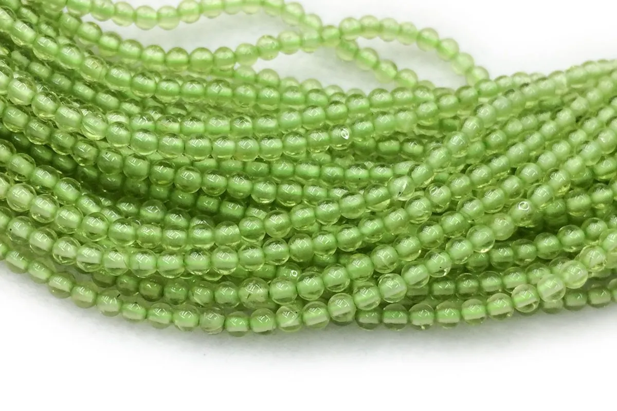 15.5" Peridot 2mm round beads, small yellow green color gemstone beads