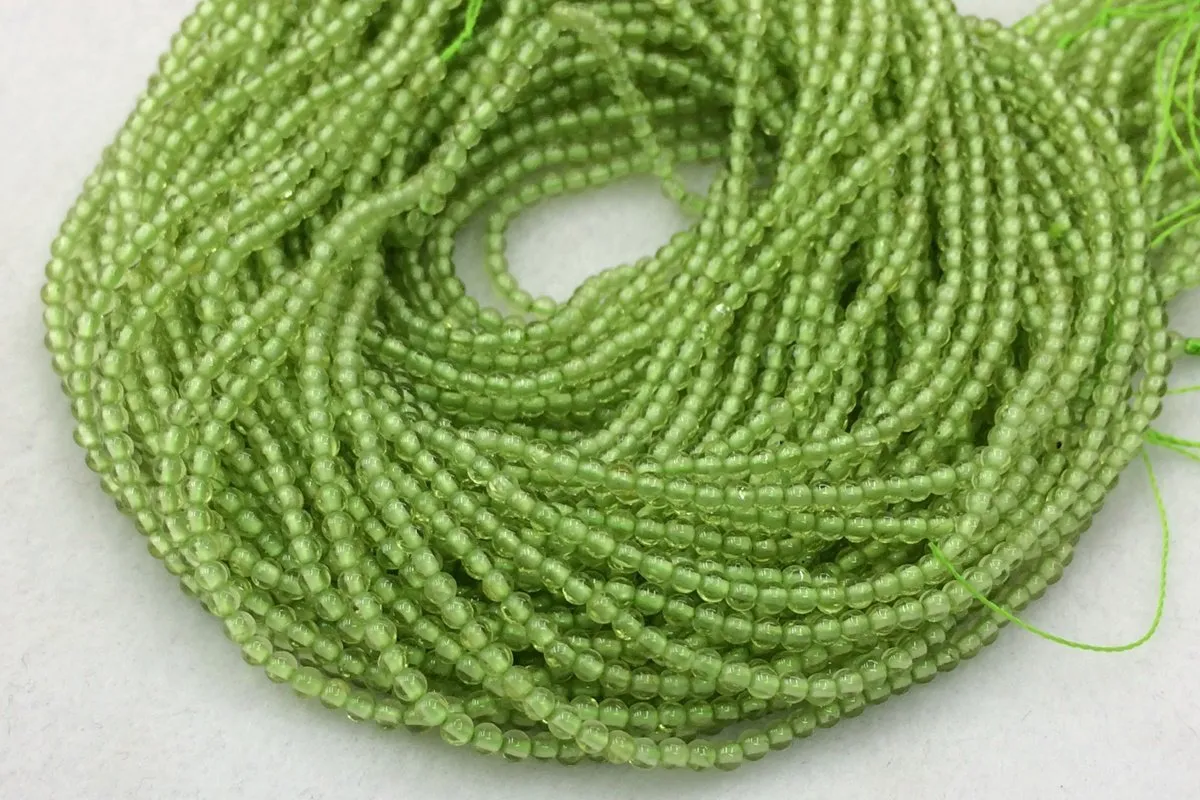 15.5" Peridot 2mm round beads, small yellow green color gemstone beads