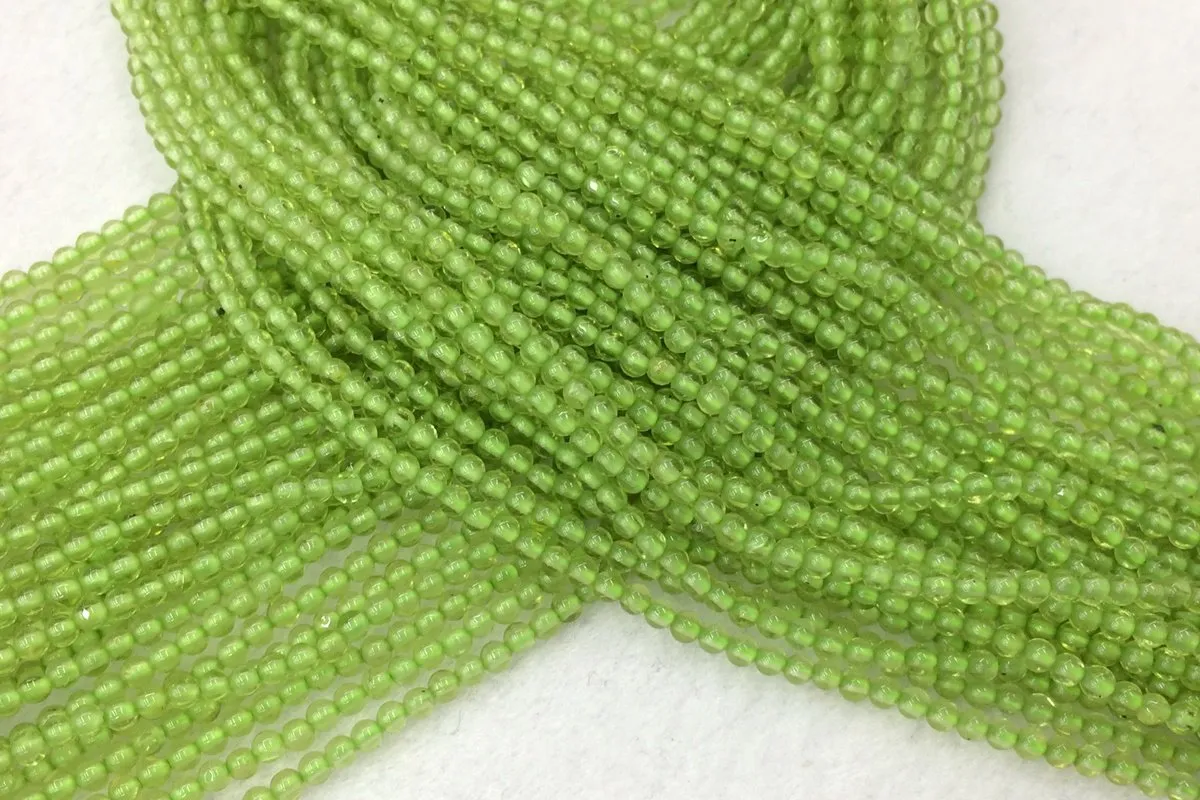 15.5" Peridot 2mm round beads, small yellow green color gemstone beads