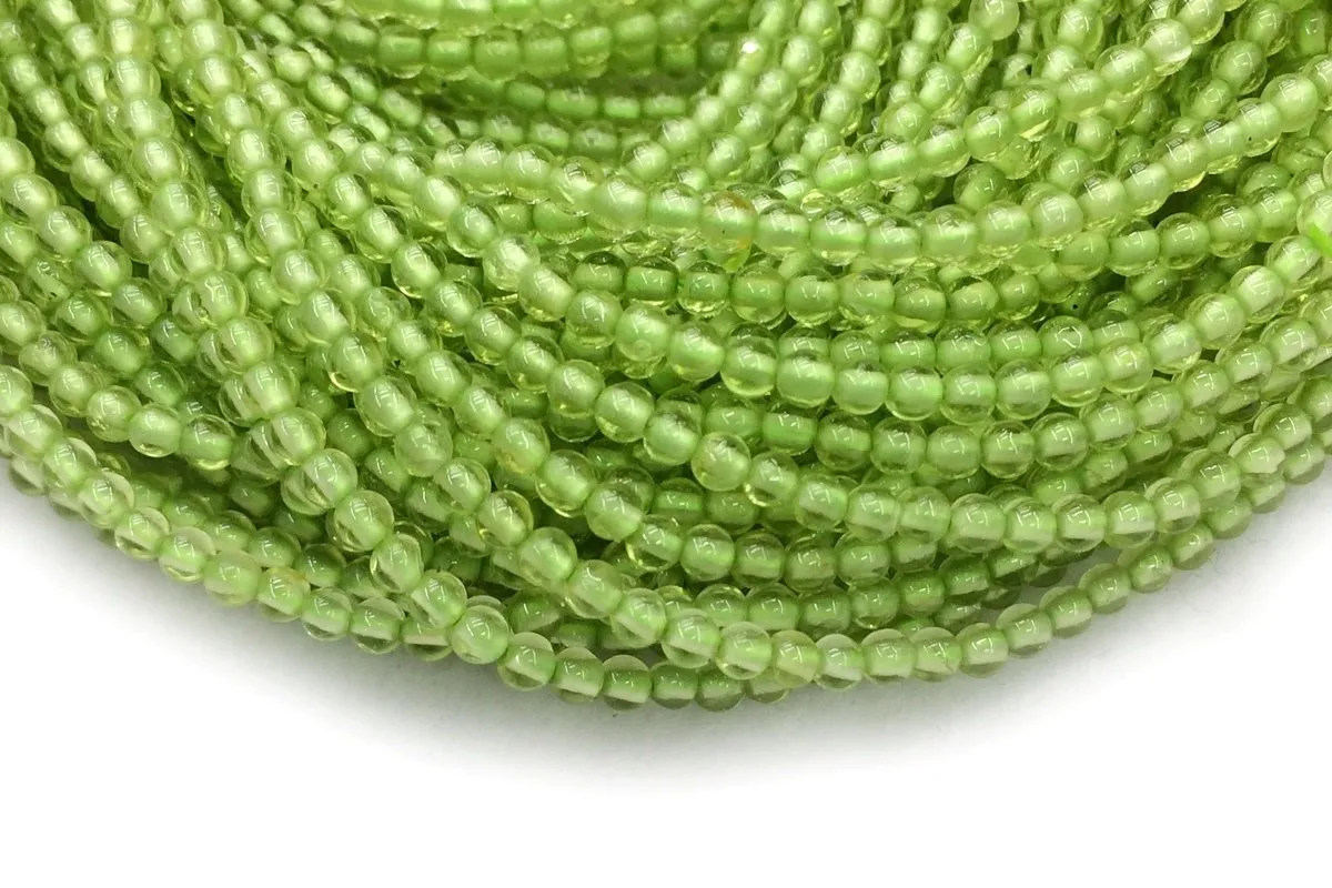 15.5" Peridot 2mm round beads, small yellow green color gemstone beads