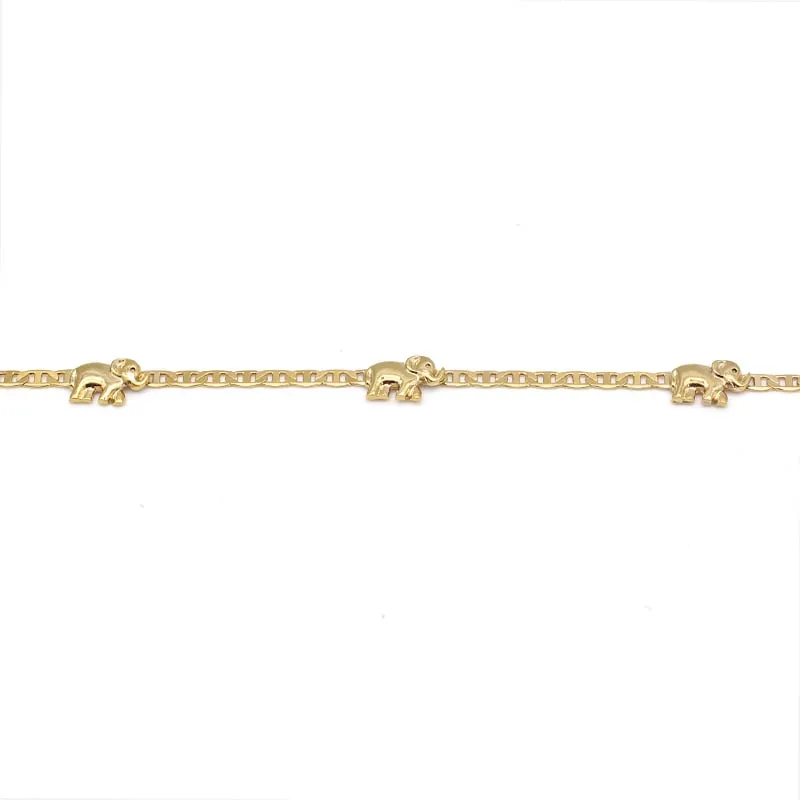 18K Gold Plated Flat Marina Elephant Anklet For Women- Made In Brazil