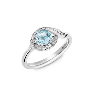 18k Gold Rapture Halo Ring with Aquamarine