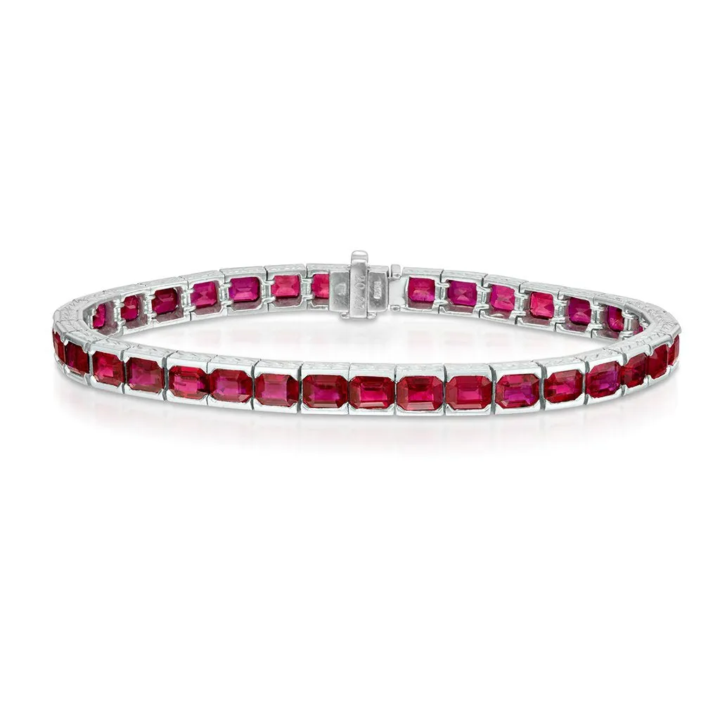 20.27 Carat Burmese Ruby Line Bracelet