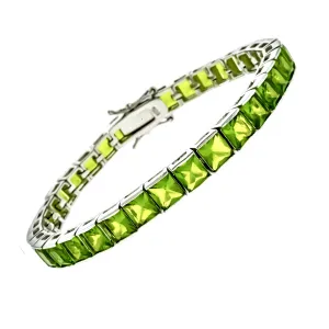 6mm Princess Cut Peridot CZ Bracelet