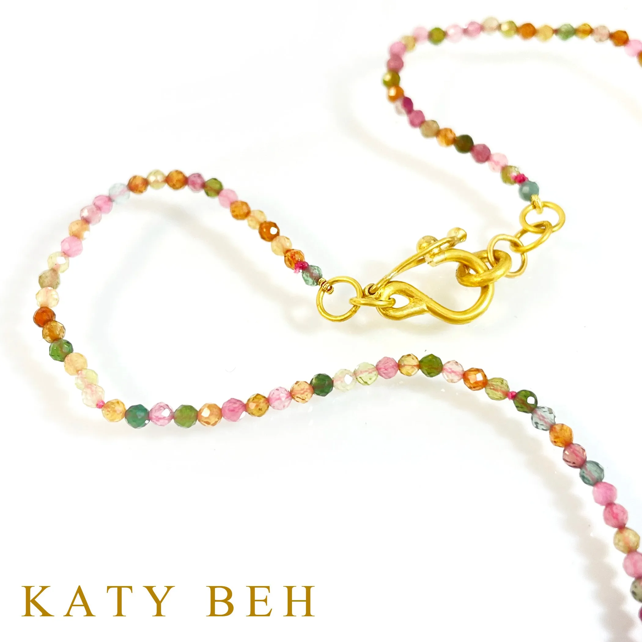 Adelita Welo Opal, Diamond and Watermelon Tourmaline Necklace