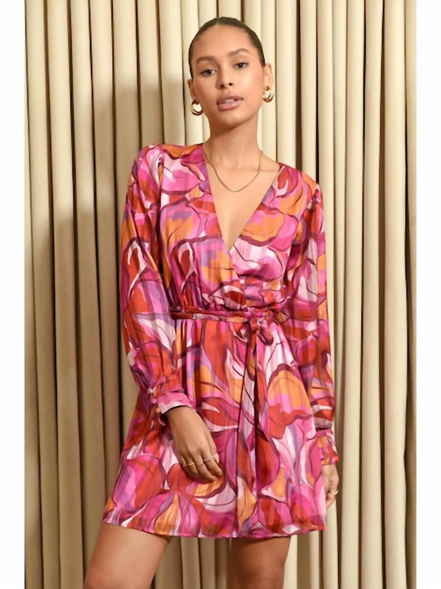 Adelyn Rae - HAVEN BELTED SURPLICE MINI DRESS