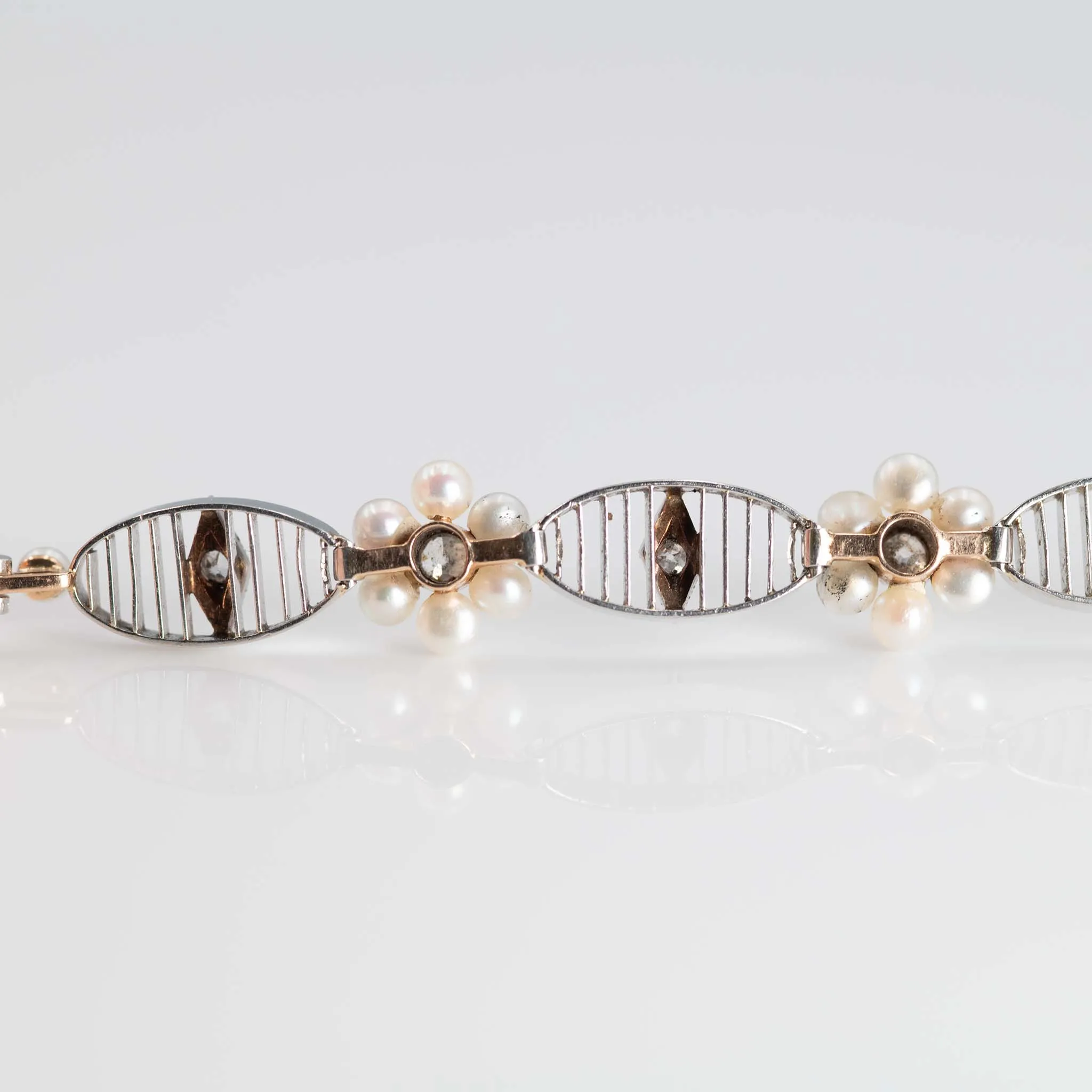 Art Deco Platinum Pearl and Diamond Bracelet