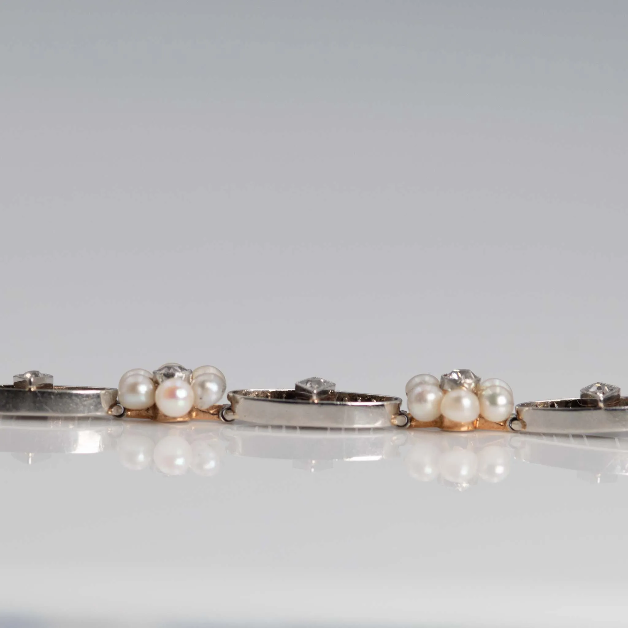 Art Deco Platinum Pearl and Diamond Bracelet