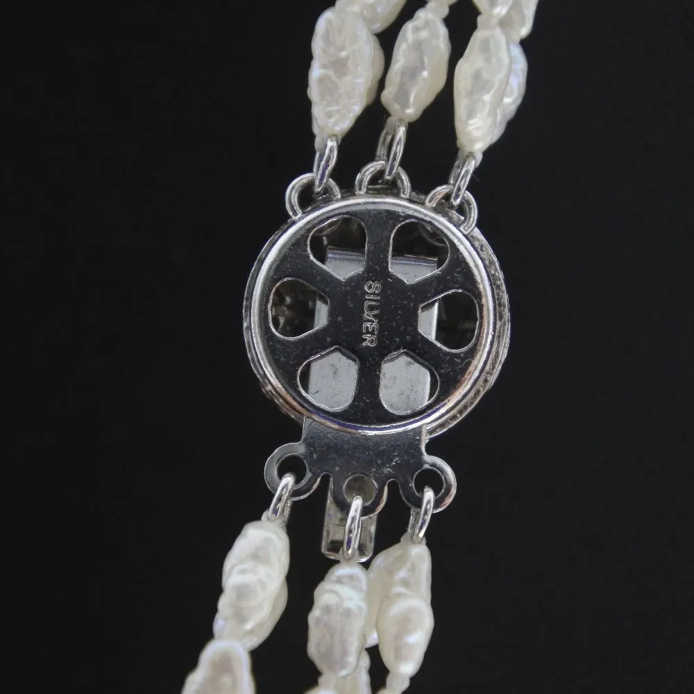 Baby Pearl Necklace Bracelet Set Silver