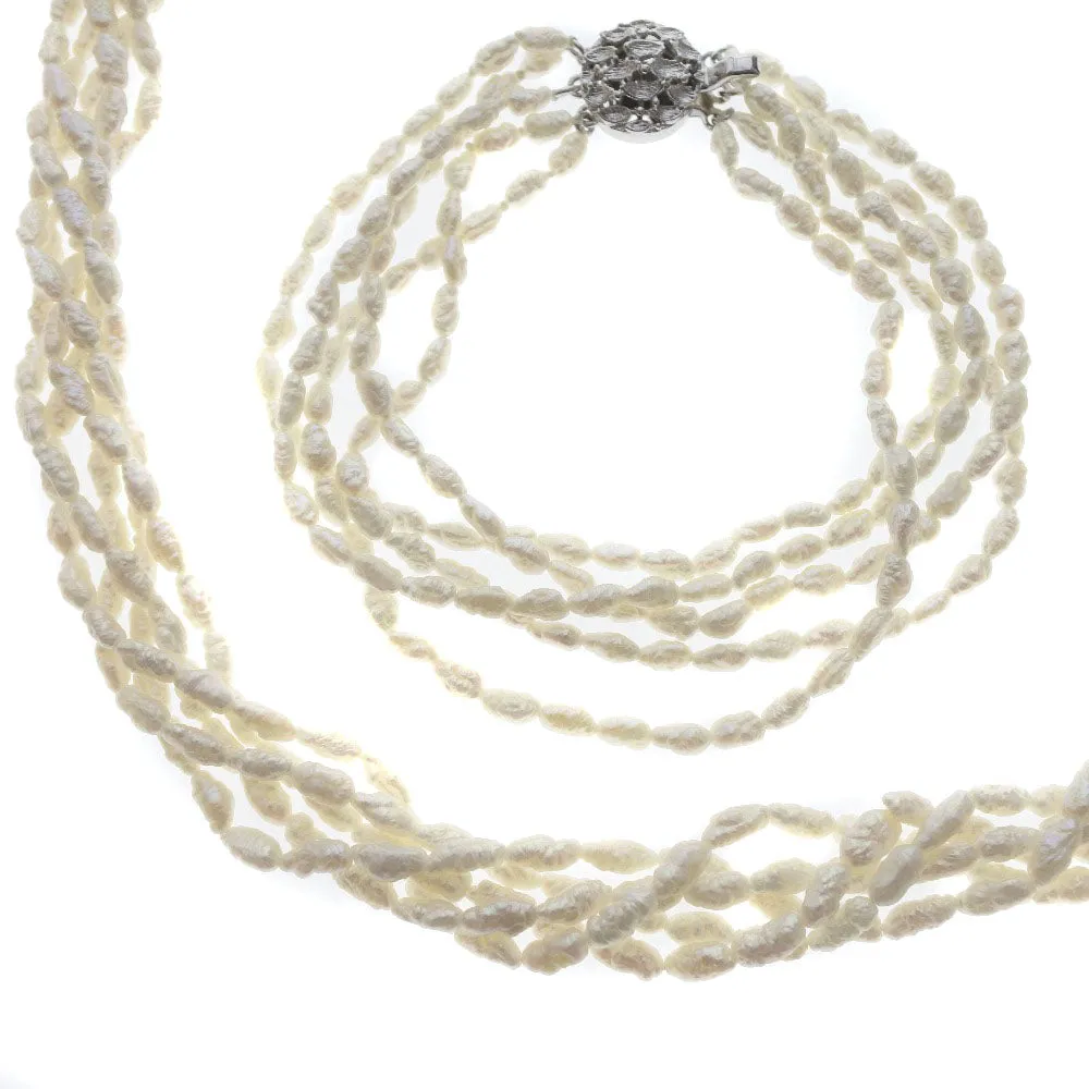 Baby Pearl Necklace Bracelet Set Silver