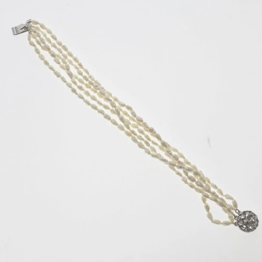 Baby Pearl Necklace Bracelet Set Silver