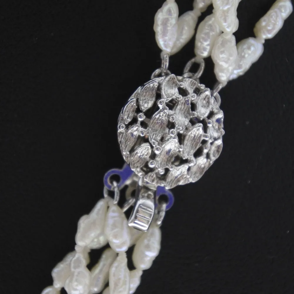 Baby Pearl Necklace Bracelet Set Silver