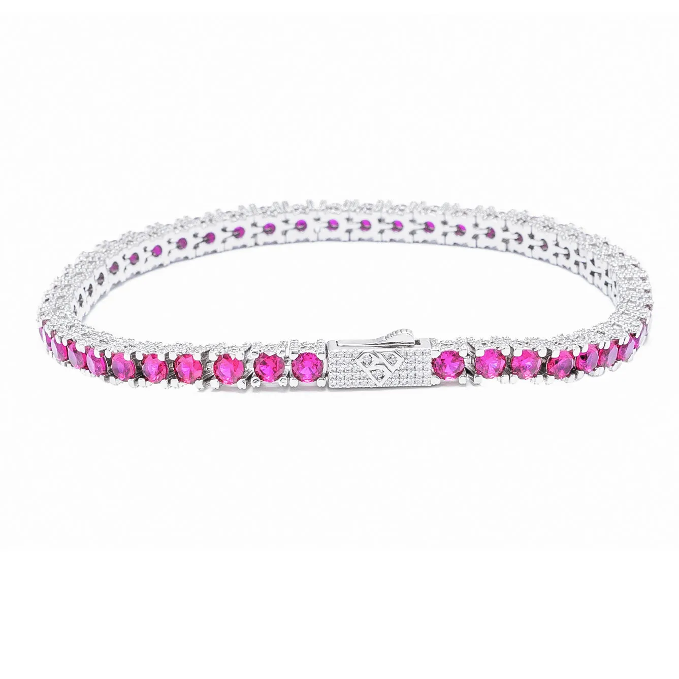 Big Daddy 4MM Silver Ruby Tennis Bracelet