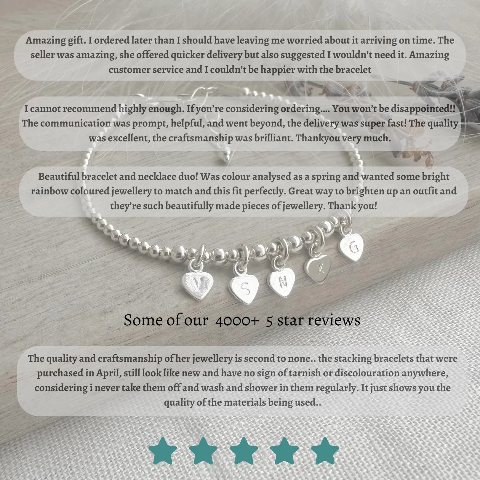 Birthstone Bracelets Set in Sterling Silver, Two Stacking Bracelets