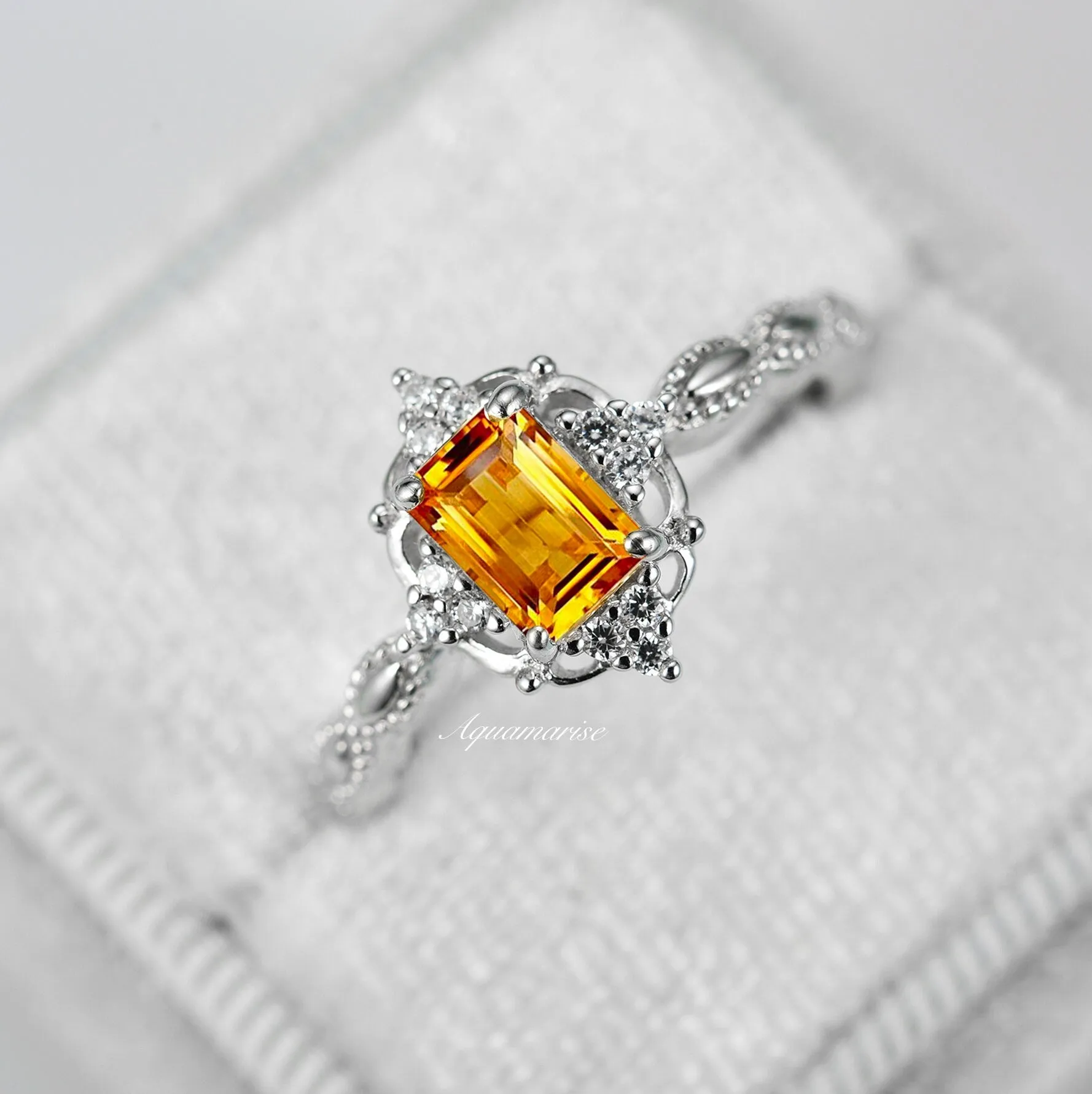 Claire Citrine Ring- Sterling Silver