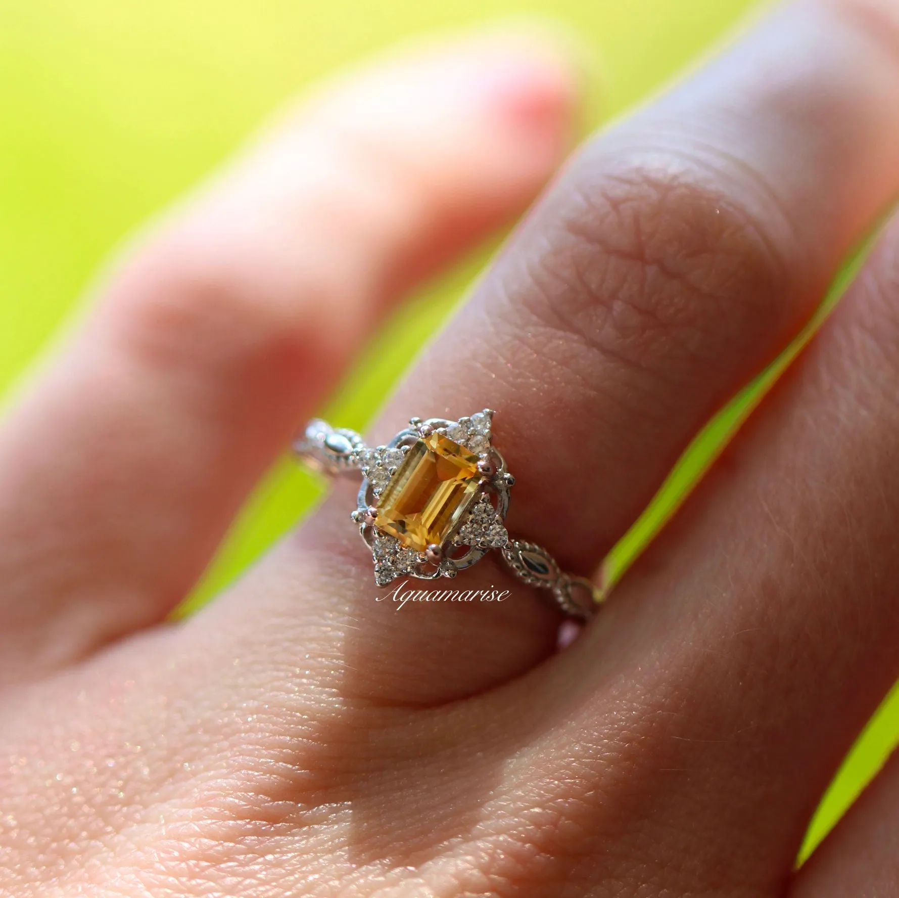 Claire Citrine Ring- Sterling Silver