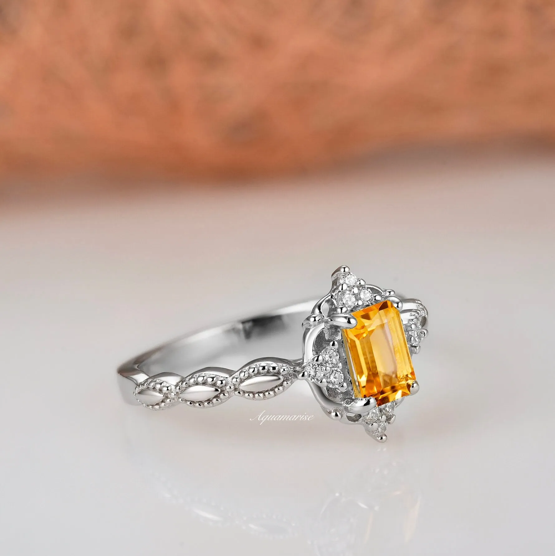 Claire Citrine Ring- Sterling Silver