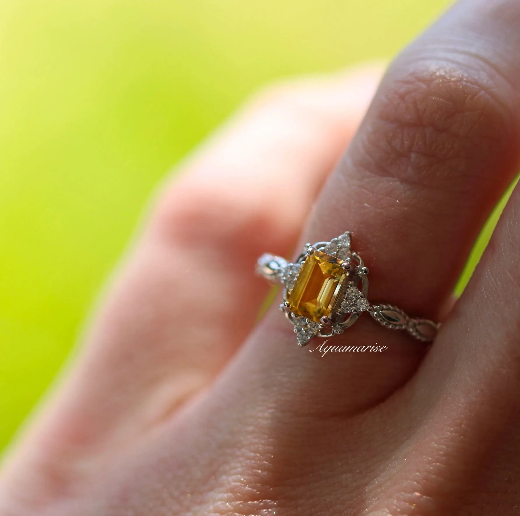 Claire Citrine Ring- Sterling Silver