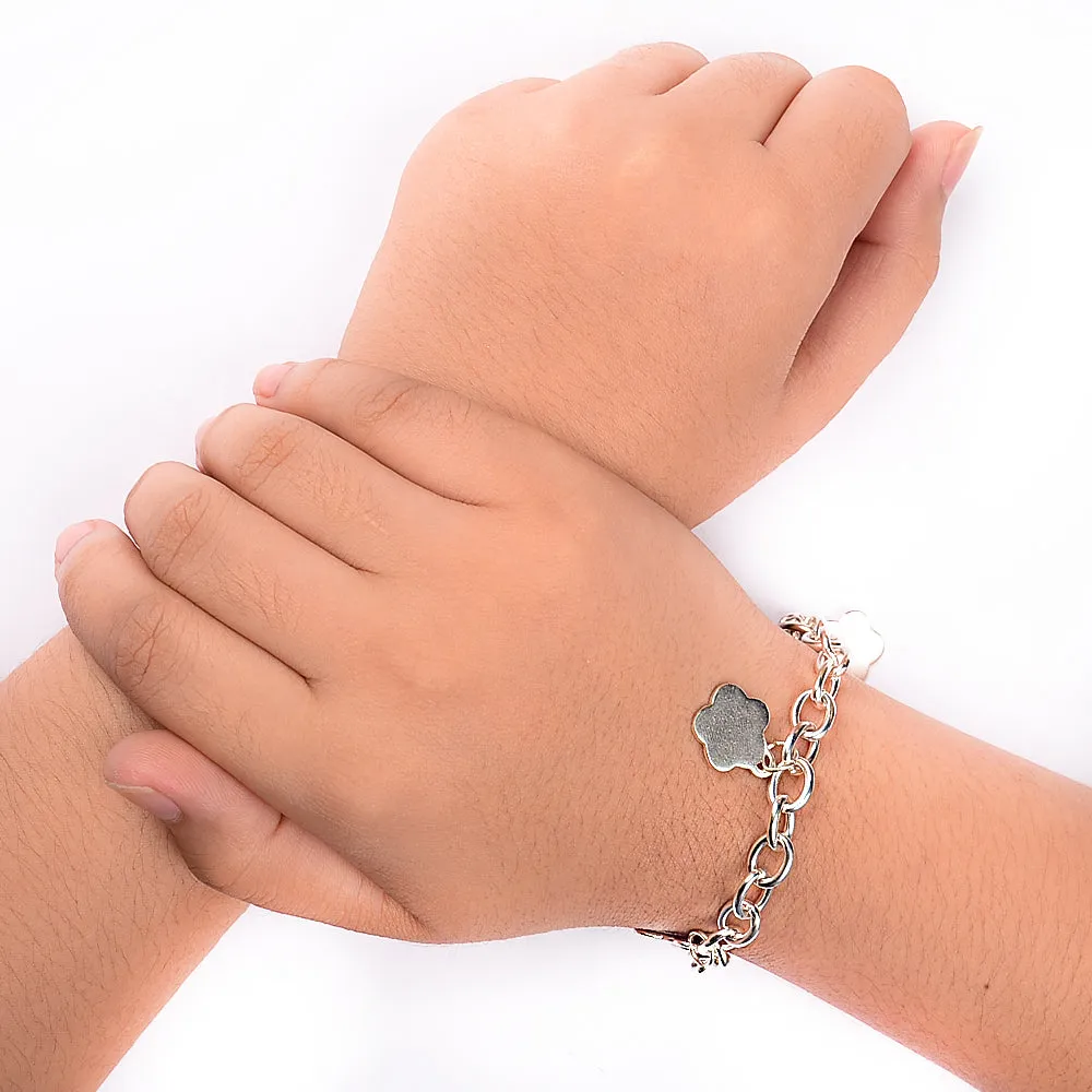 Dangling Flower 925 Sterling Silver Charm Bracelet