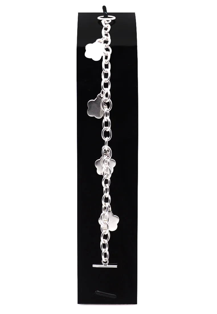 Dangling Flower 925 Sterling Silver Charm Bracelet