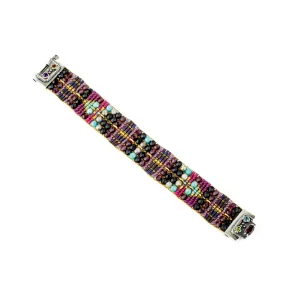 Dark Purple & Turquoise Mix Hand Beaded Bracelet