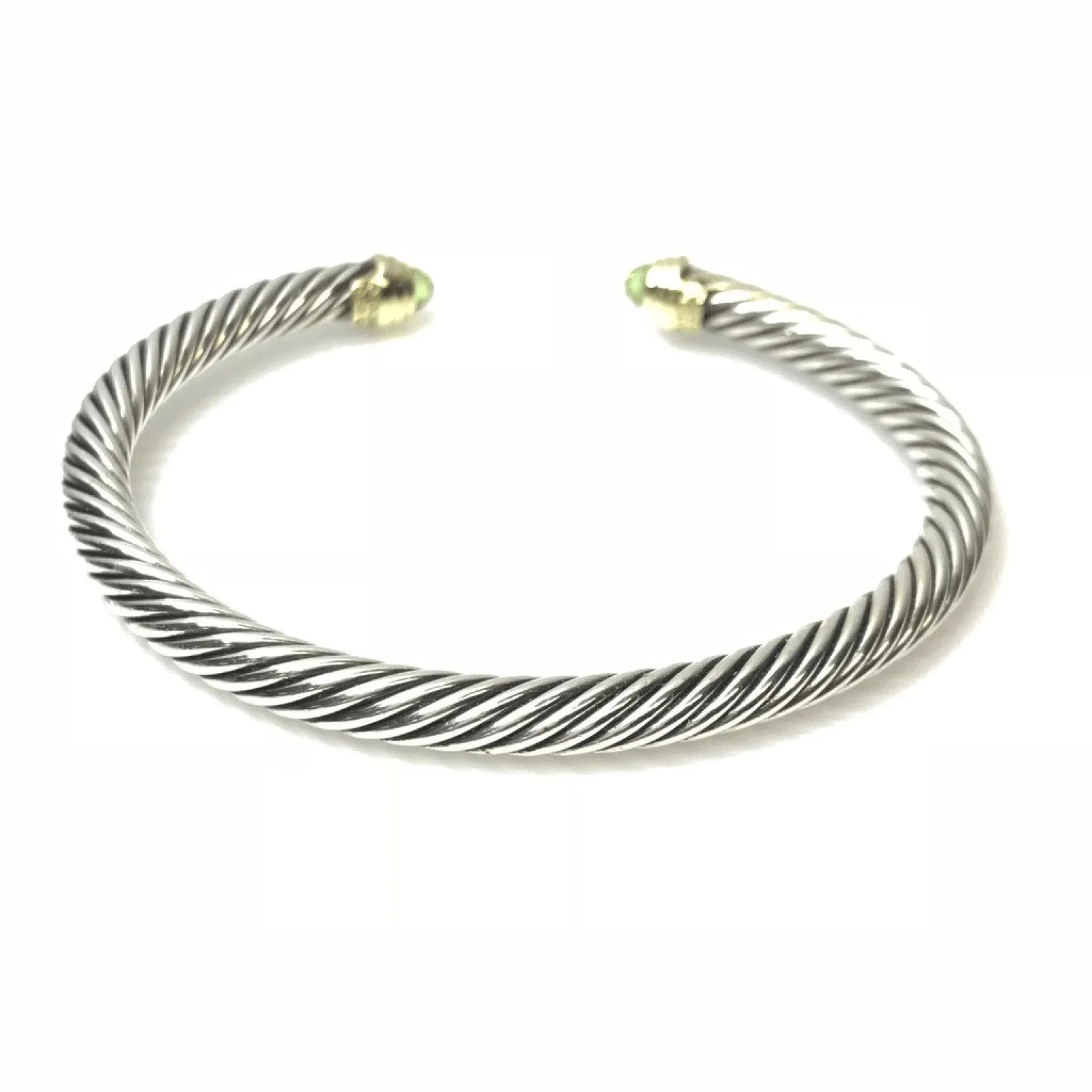 David Yurman Cable Classic Bracelet with Peridot in Sterling Silver and 14K Yellow Gold