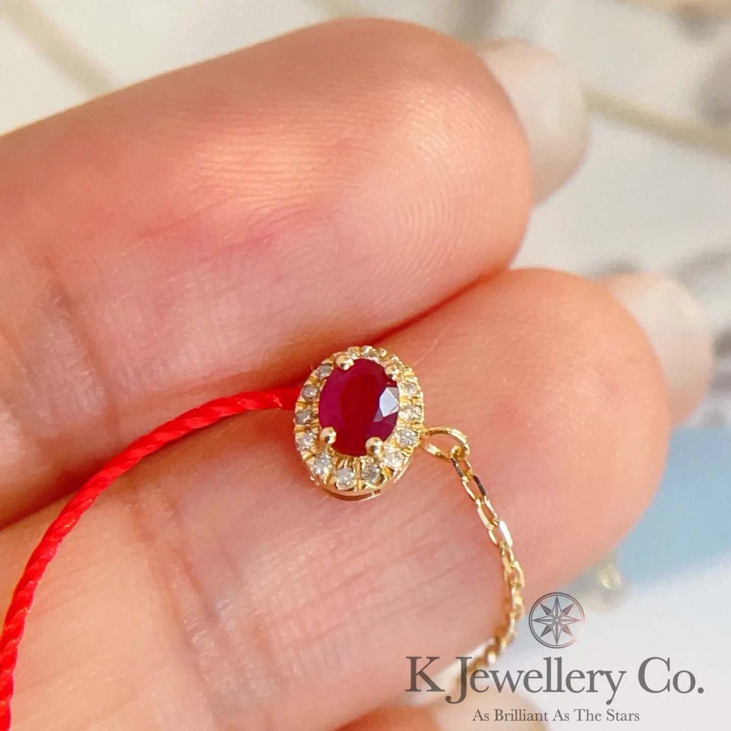 Diamond 18K Gold 0.25ct Ruby redline Bracelet 18K紅寶石紅繩手鏈