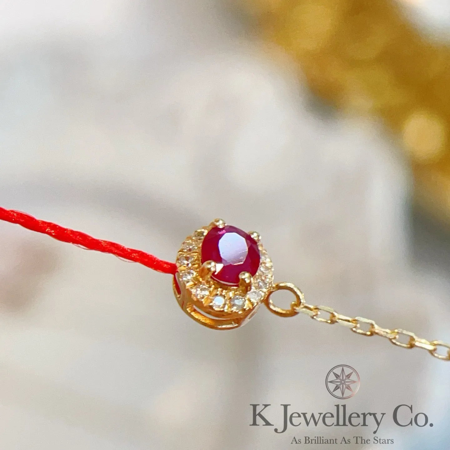 Diamond 18K Gold 0.25ct Ruby redline Bracelet 18K紅寶石紅繩手鏈