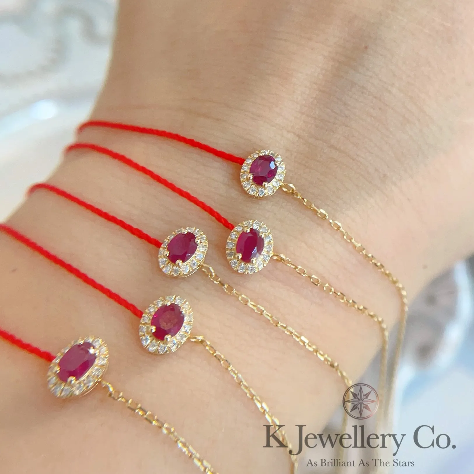 Diamond 18K Gold 0.25ct Ruby redline Bracelet 18K紅寶石紅繩手鏈