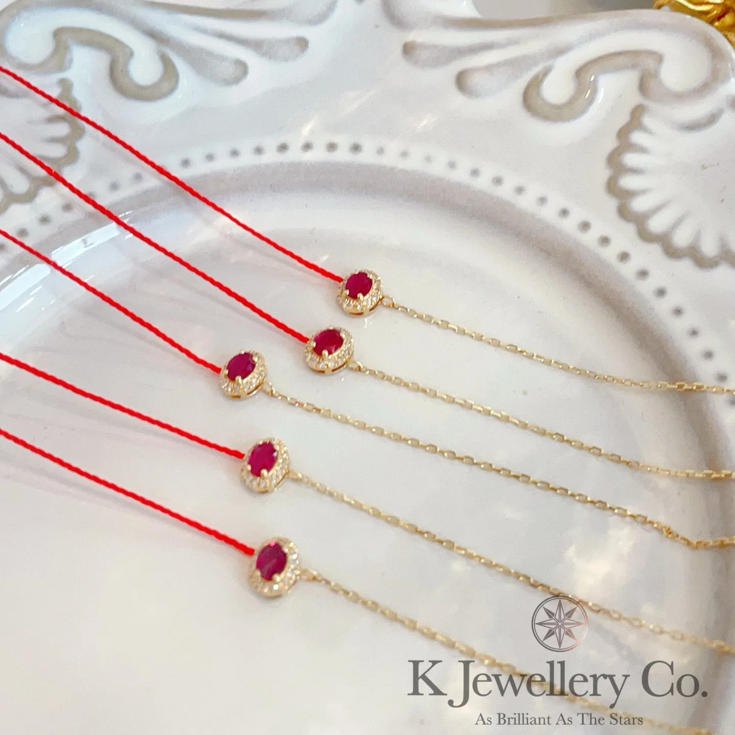 Diamond 18K Gold 0.25ct Ruby redline Bracelet 18K紅寶石紅繩手鏈