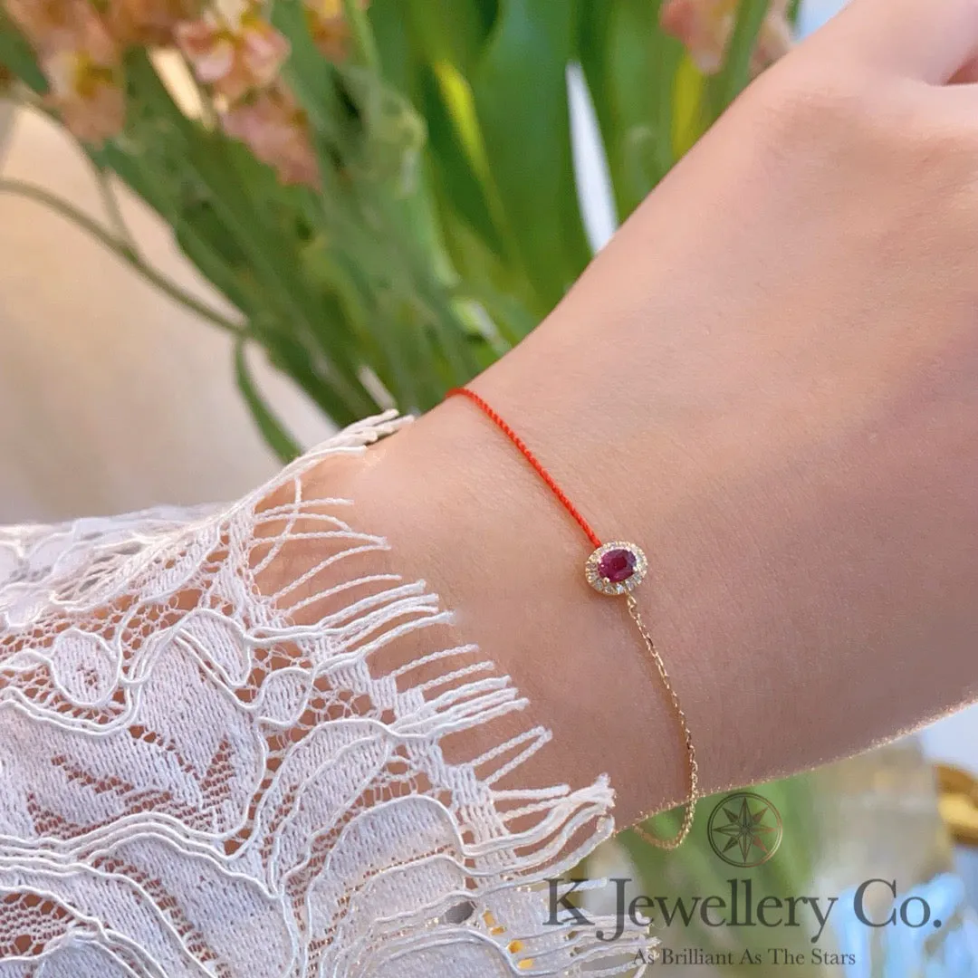 Diamond 18K Gold 0.25ct Ruby redline Bracelet 18K紅寶石紅繩手鏈