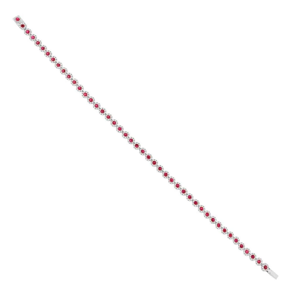 Diamond & 1.48ct Ruby 14k White Gold Lady's Bracelet - 1.08ct