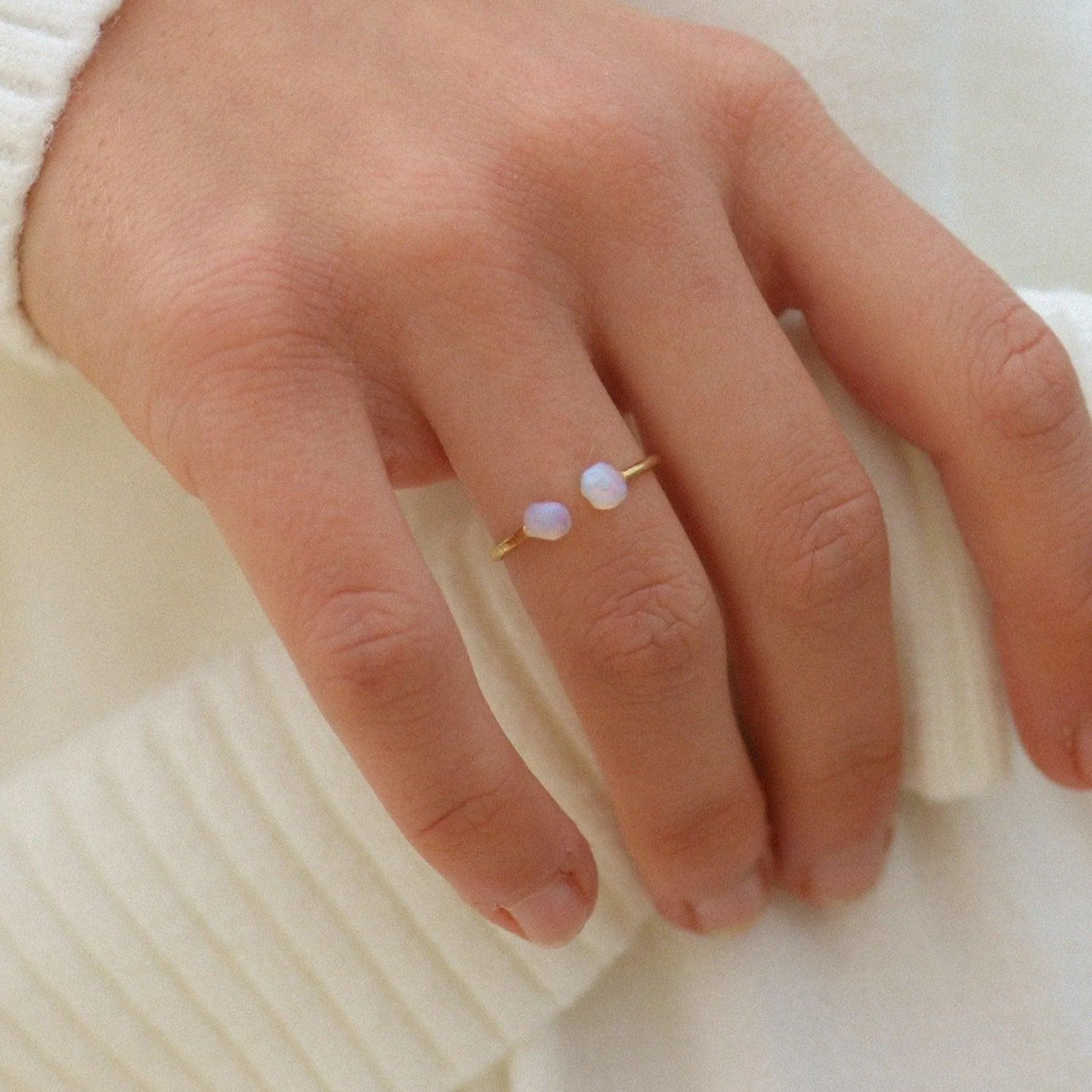Gold Little Raw Opal Ring