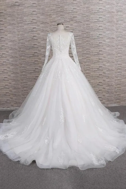 Graceful Appliques Long Sleeve A-line Wedding Dress