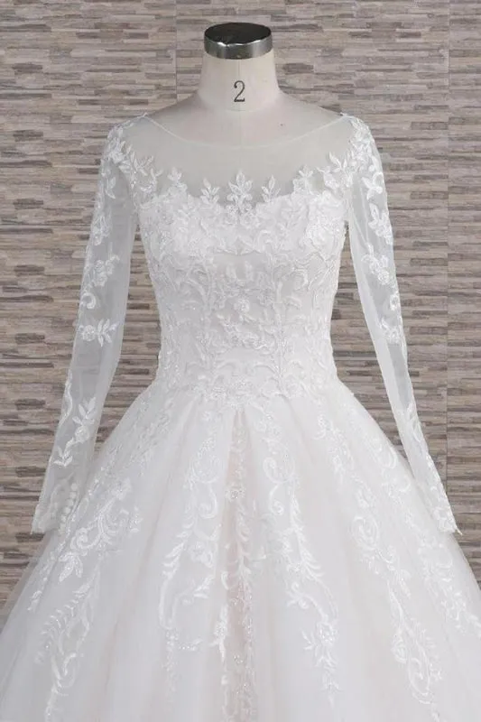 Graceful Appliques Long Sleeve A-line Wedding Dress