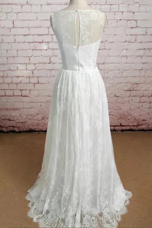 Graceful Floor Length Lace A-line Wedding Dress