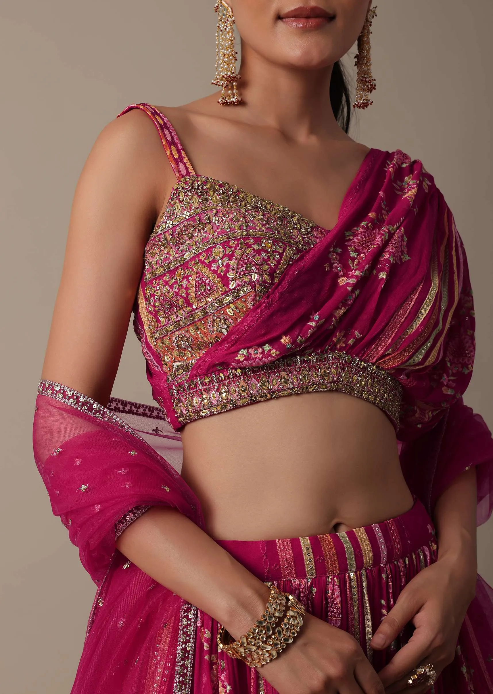 Graceful Pink Lehenga Set With Sequin Embroidery