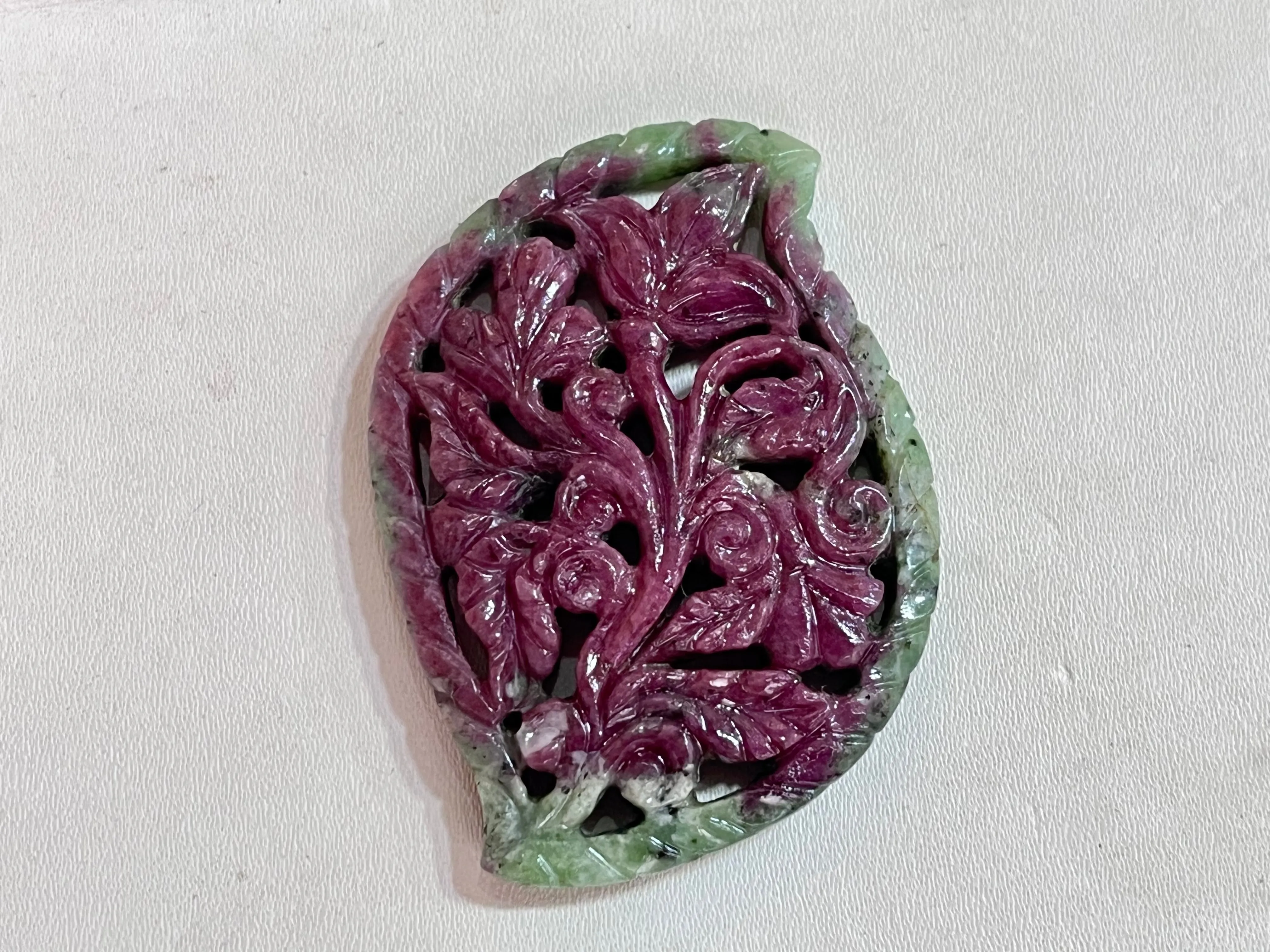 Hand-Carved Natural Ruby Zoisite Window Loose Piece