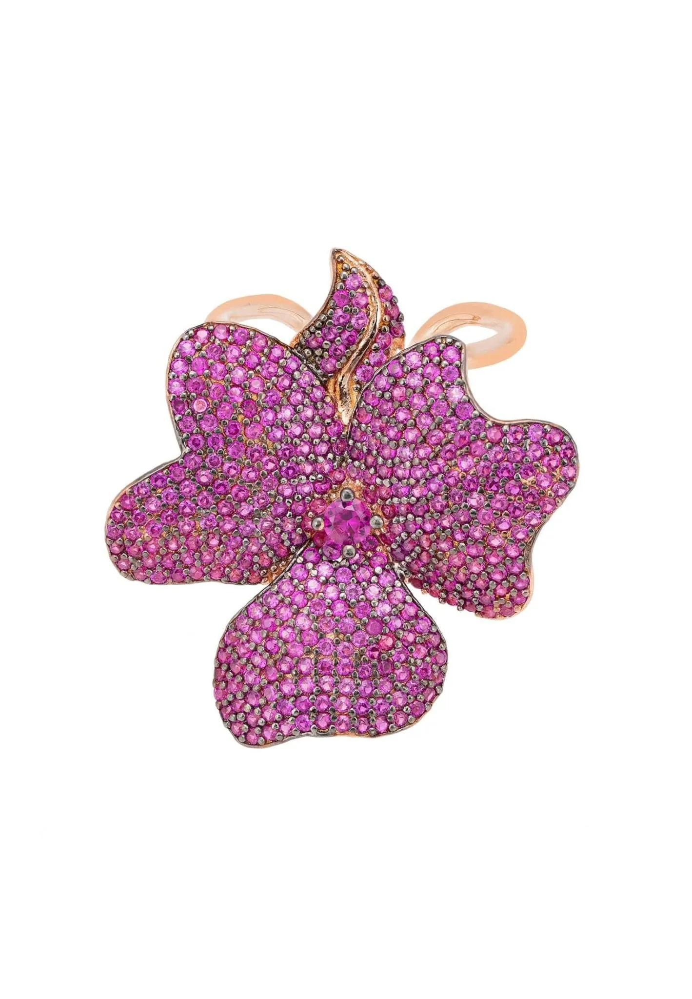Latelita London Flower Cocktail Ring Rosegold Ruby